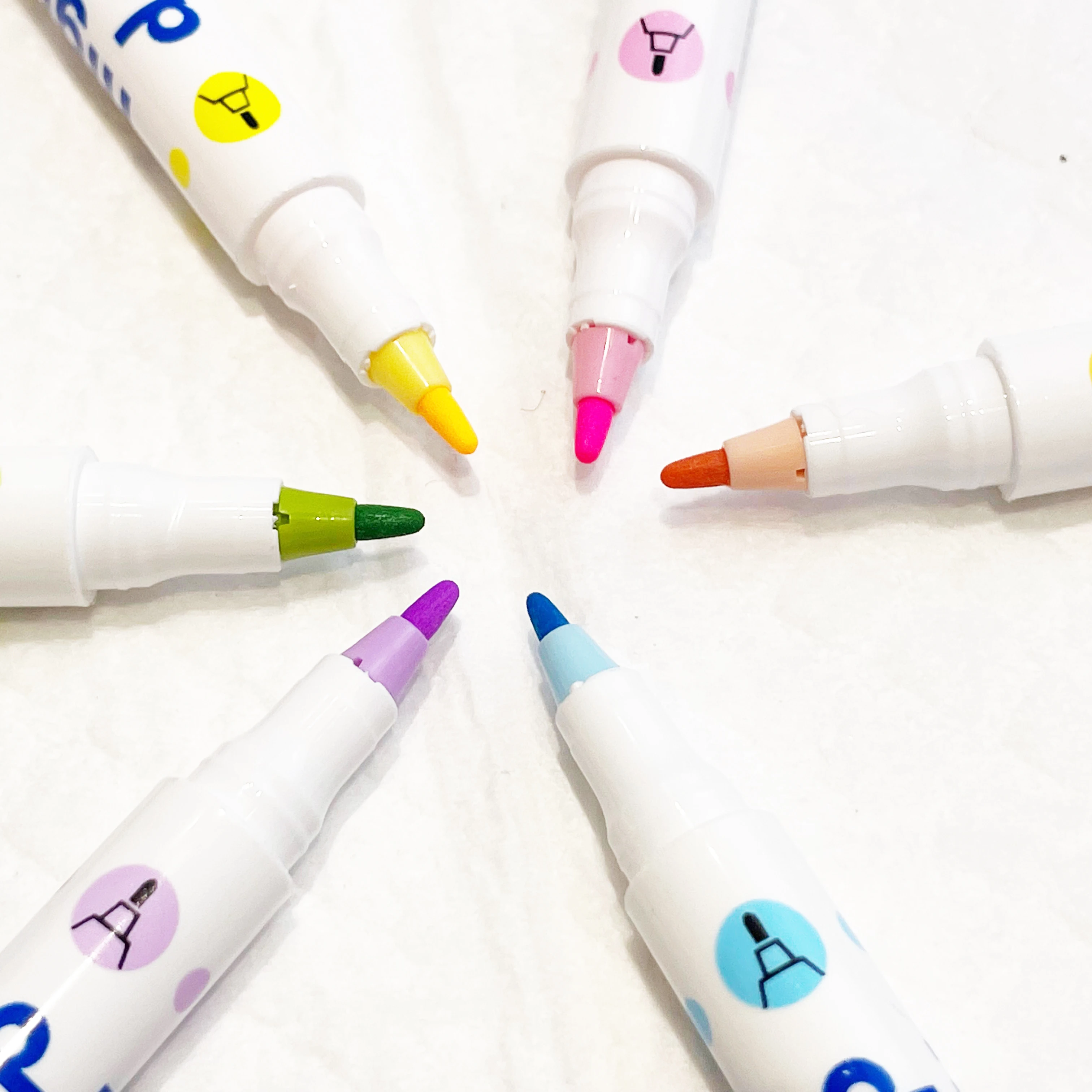 Dual Tip DOT Fluorescent Marker Pens for school art painting