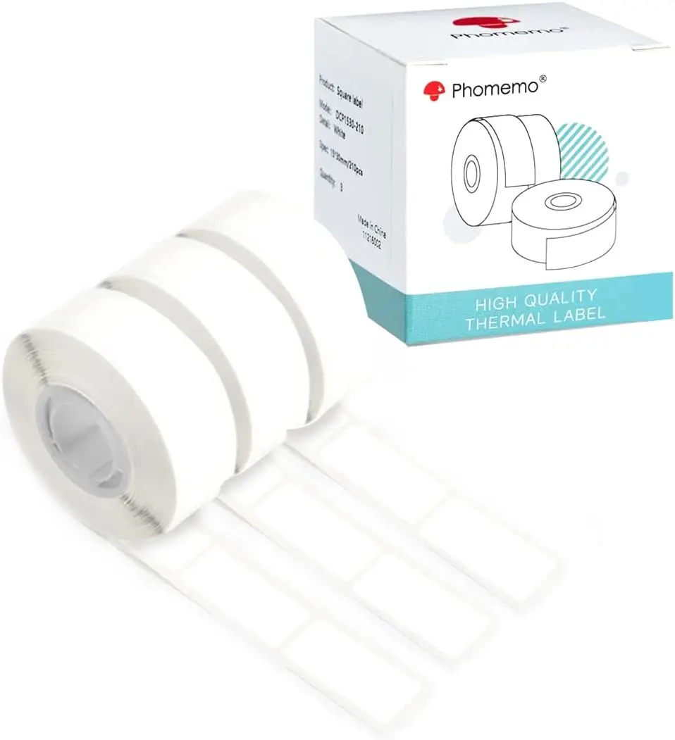 Phomemo Q30 Q30s Label Maker Tape Black on White Sticker Thermal Paper Self-adhesive Pre-cut for