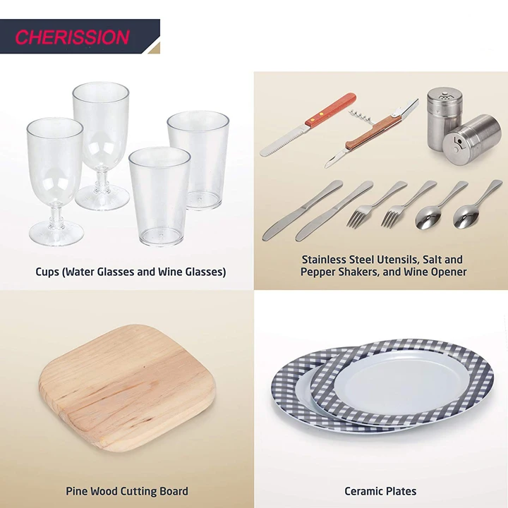 Insulated Picnic Backpack for 2 person | Cooler Compartment | Upgraded Picnic Set