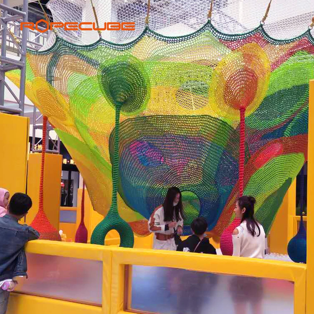 ROPECUBE Kids Colorful Indoor Playground Soft Play Rainbow Climbing Rope Net Equipment
