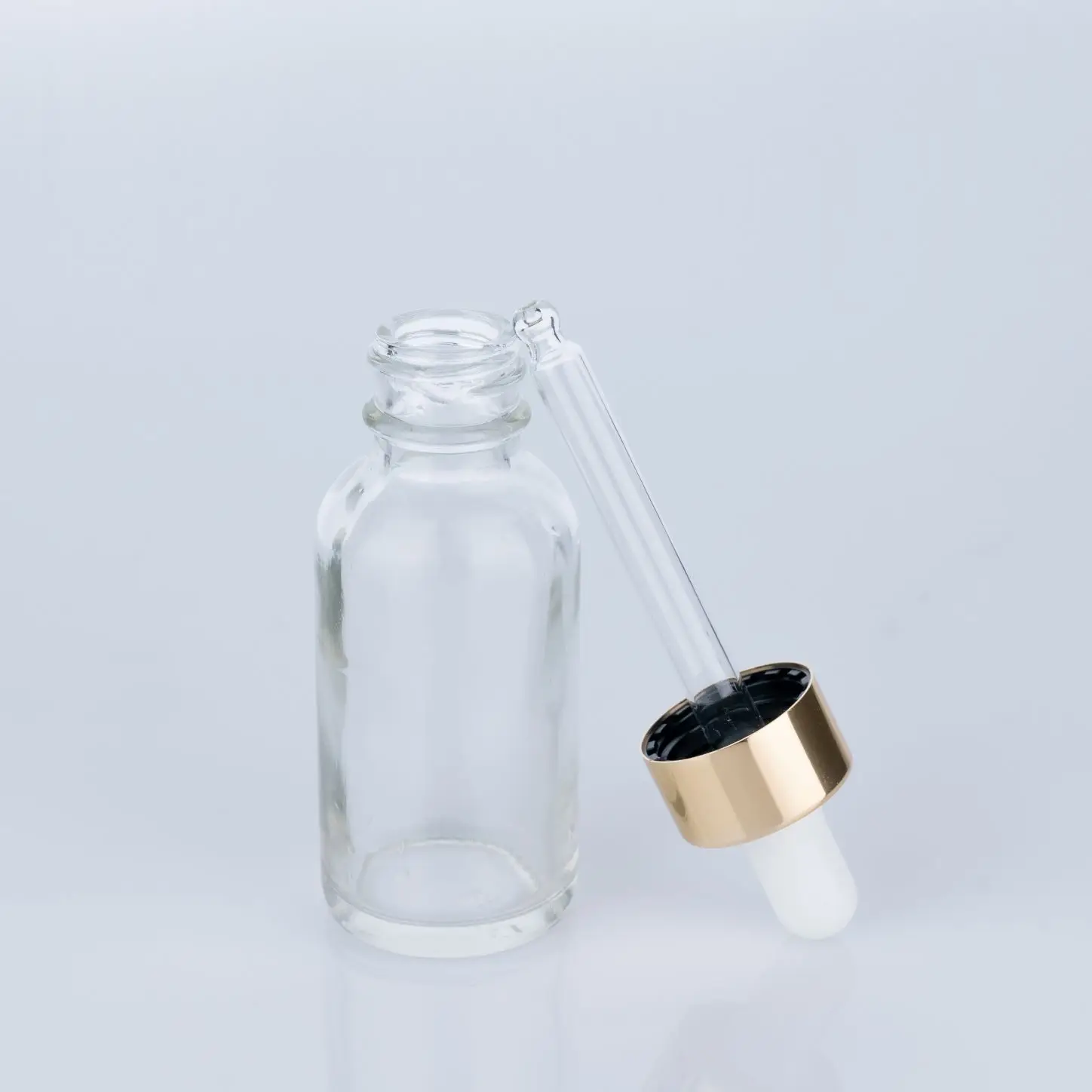 Transparent gass lotion dropper bottle supplier round clear cosmetic glass 60ml/40ml/10ml/5ml