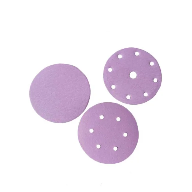 8 Holes 5 Inch Sandpaper to Polishing Abrasive Paper 60 to 1200 Grits Ceramic Purple Hook And Loop Sanding Disc