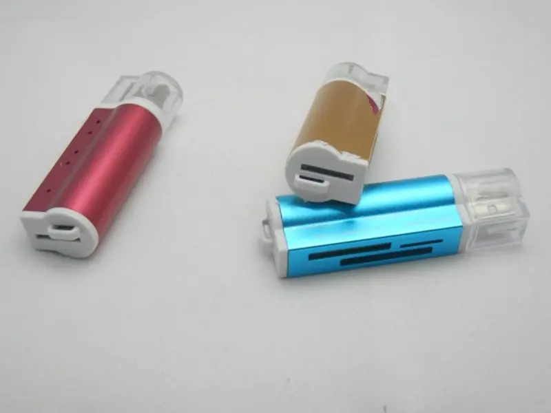 Алюминиевый сплав металлический все в одном Внешний USB кардридер считыватель карт памяти с несколькими