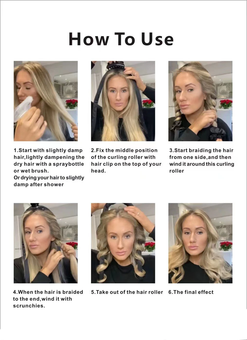 Best-selling foam plus steel wire lazy curling stick with clip heat-free sleeping curls Wave automatic Hair Curlers