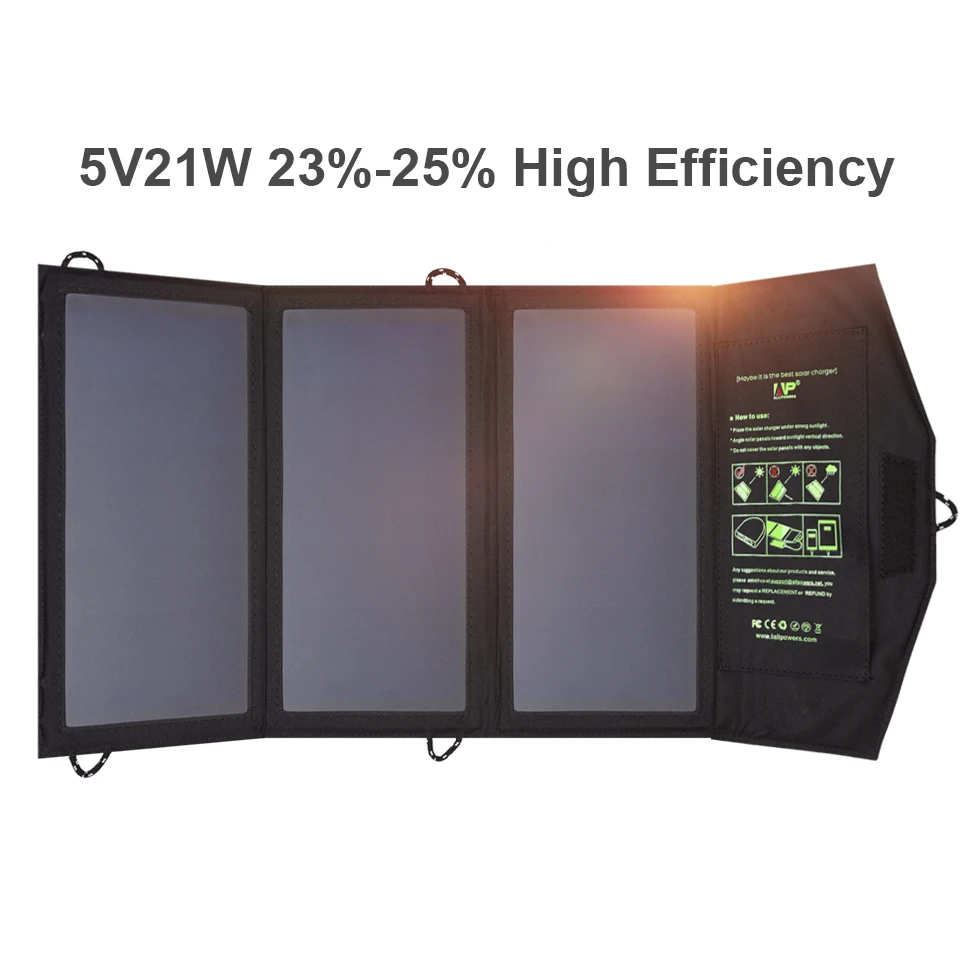 Factory Price Foldable 5V21W Solar Panel for Camping  Portable Foldable Solar Charger for Phone With USB Output Outdoor Use