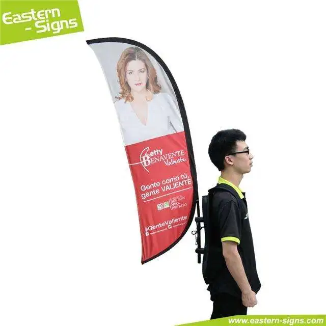 Custom Printing Outdoor Promotional Marketing Street Advertising Running Teardrop Feather Backpack Flag And Banner
