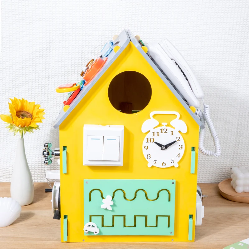 Children Wooden Busy House Game And Light Montessori Educational Sensory Learning Toys For Kids