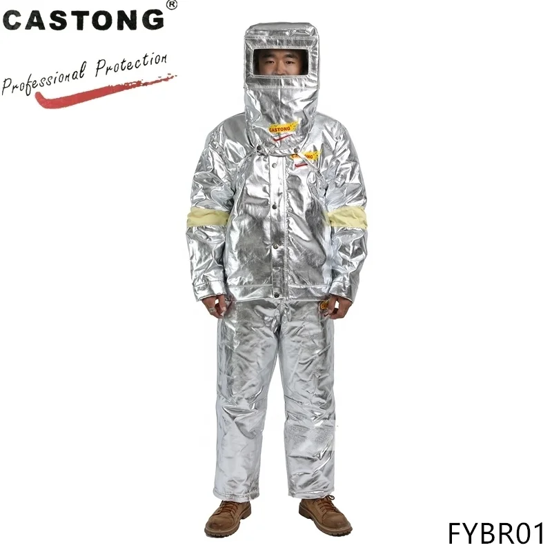 Aluminized Yellow Para-aramid Fine Twill Combined with Aluminum Foil Industrial Heat Insulated Jacket for Metal Smelting