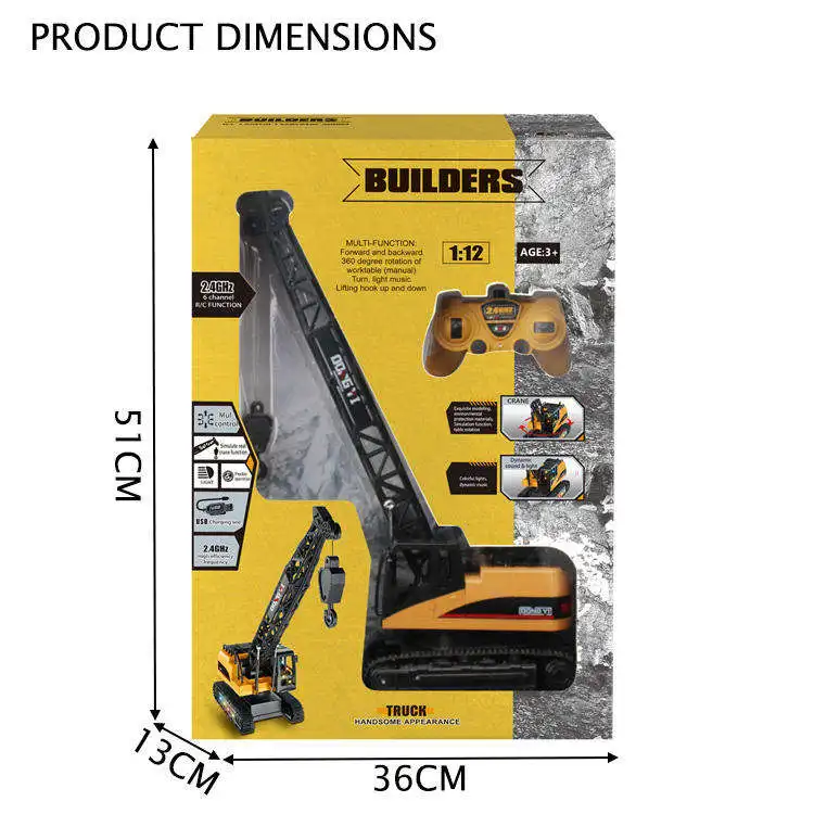 Remote Control Crane Model bulldozer 1/12 12CH Radio Control Car RC Construction Truck Engineering Vehicles Crawler Crane