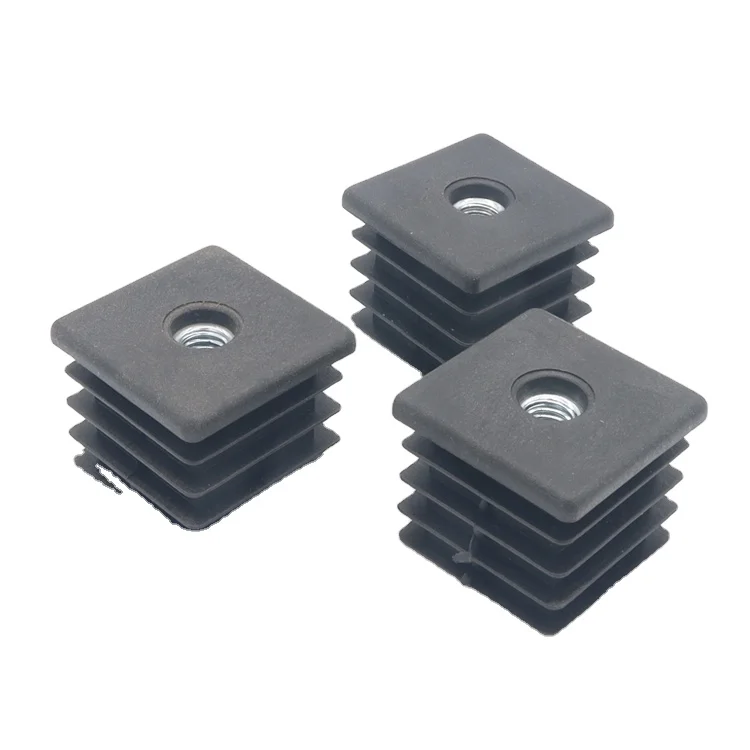 30*30  40*40 M6 M8 pipe end cap plastic square end thread cap with screw
