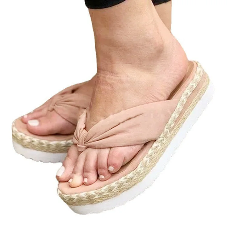 
Summer Large size outdoor thick soles hemp rope flip-flops ladies beach slippers 