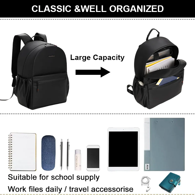American Style Zipper Business Computer Travel Bag Waterproof Laptop Backpack with Handle Wholesale