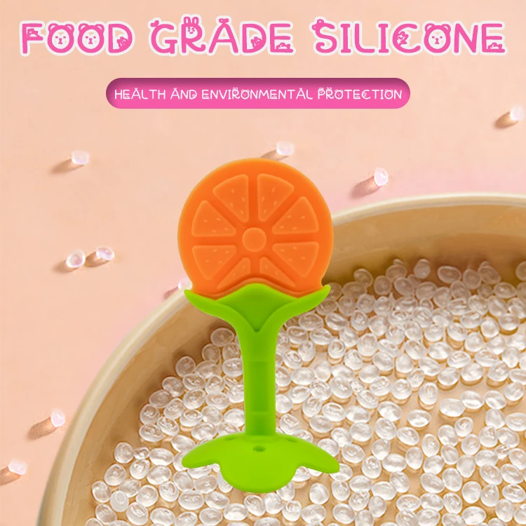OBJ manufacturers wholesale silicone baby teether shape bite glue newborn two-color threedimensional food grade teether stick