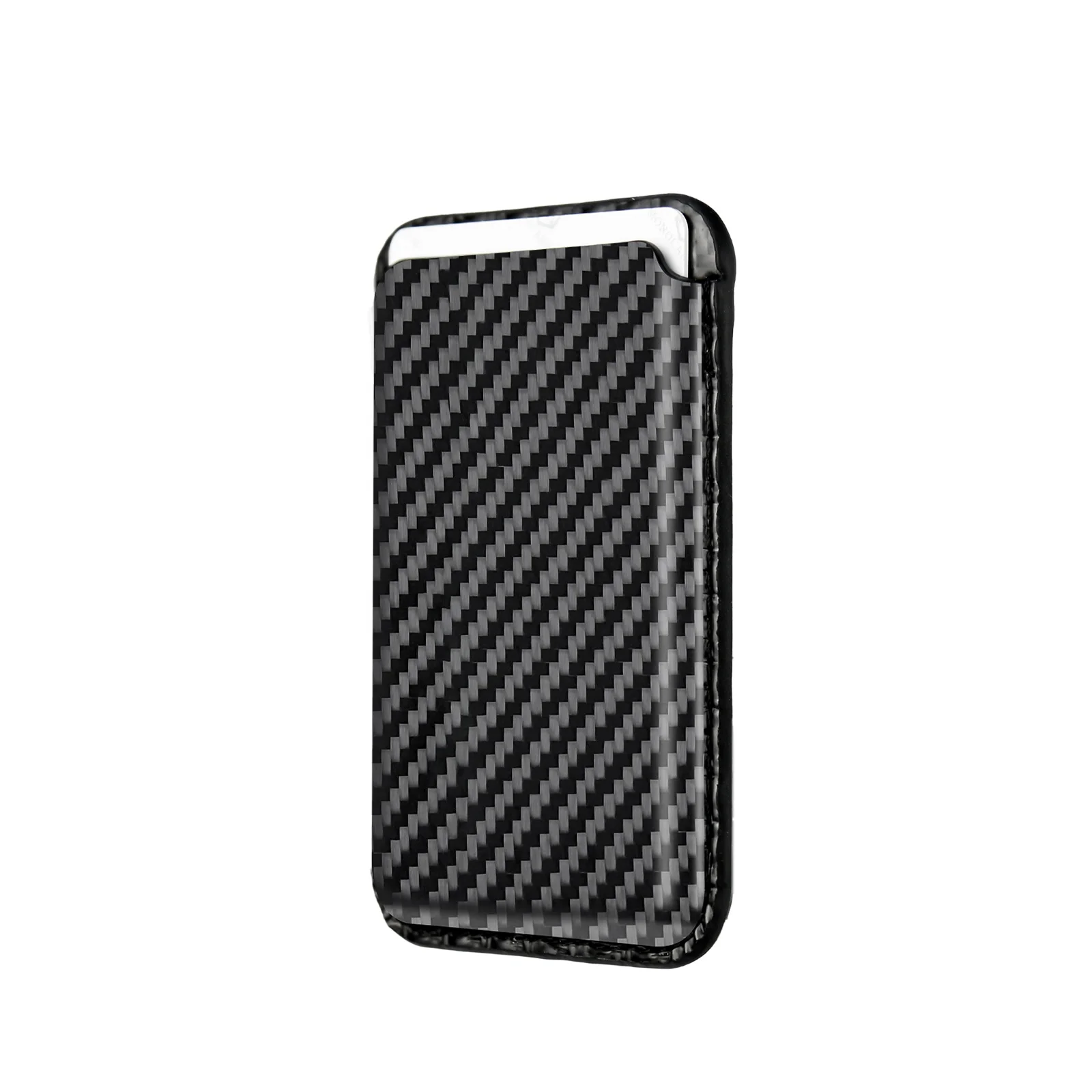 Customized logo premium carbon fiber magnetic card holder mini card wallet for iPhone15 14 pro max