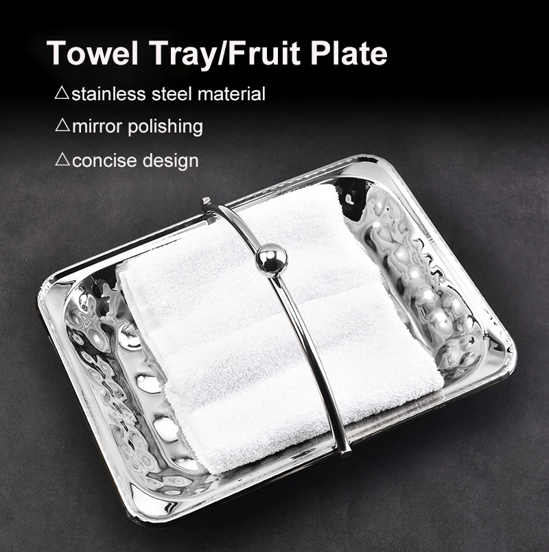 Nordic Decoration Kitchen Dinning Metal Hanging Mirror Polished Square Stainless Steel Serving Tray Fruit Tray