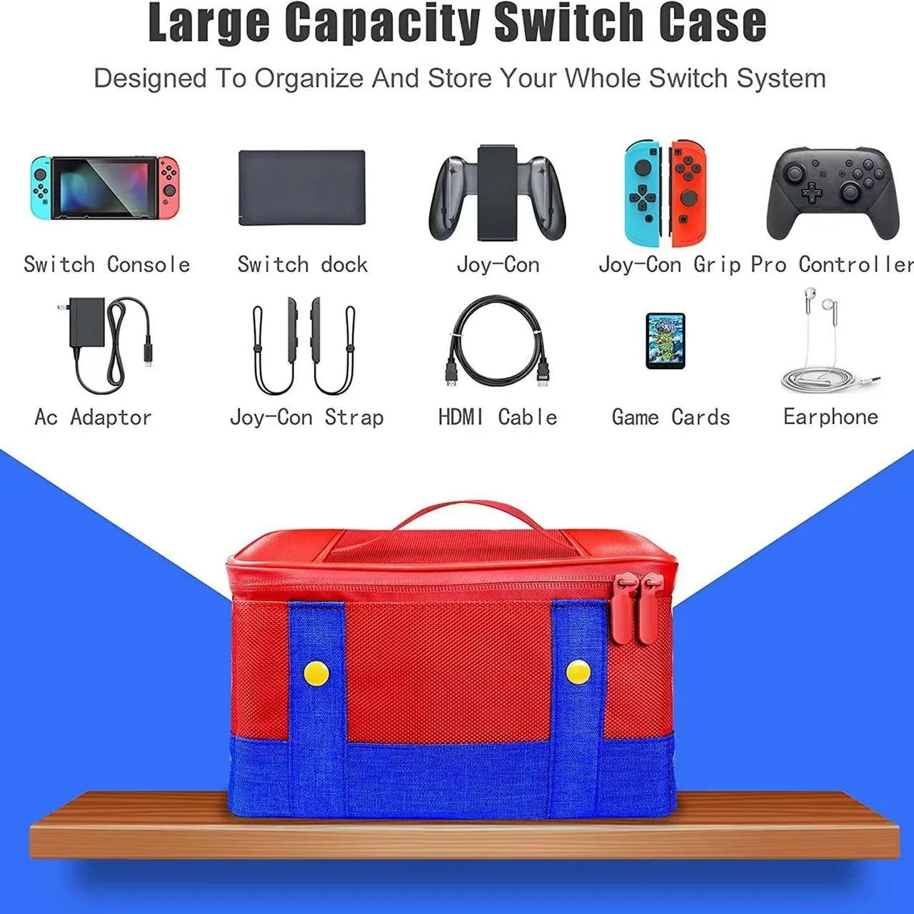 Waterproof Large capacity game console bag game accessories storage bag Mario switch NS protection bag