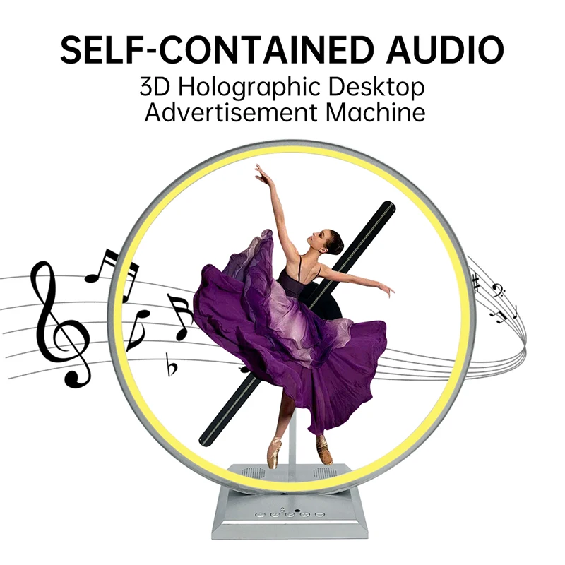 25.5cm 3D Desktop Fan Screen Hologram Advertising Machine Projector Light Display Holographic Battery Powered Desktop LED Fan