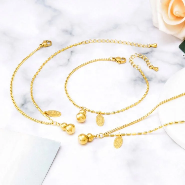 2022 fashion trending ornament suit calabash pendent choker Oval card lettering lucky bracelet anklet necklace