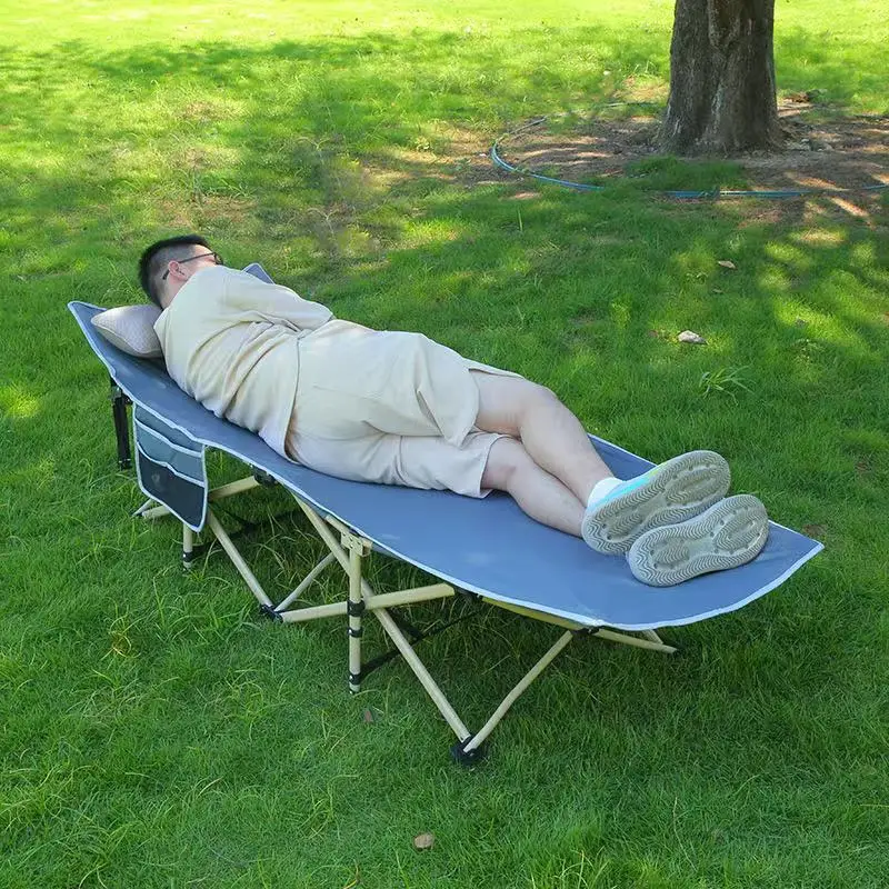 Outdoor Backpacking Deluxe Iron Frame Portable Travel Foldable Sleeping Camping Cot Folding Sleep Bed