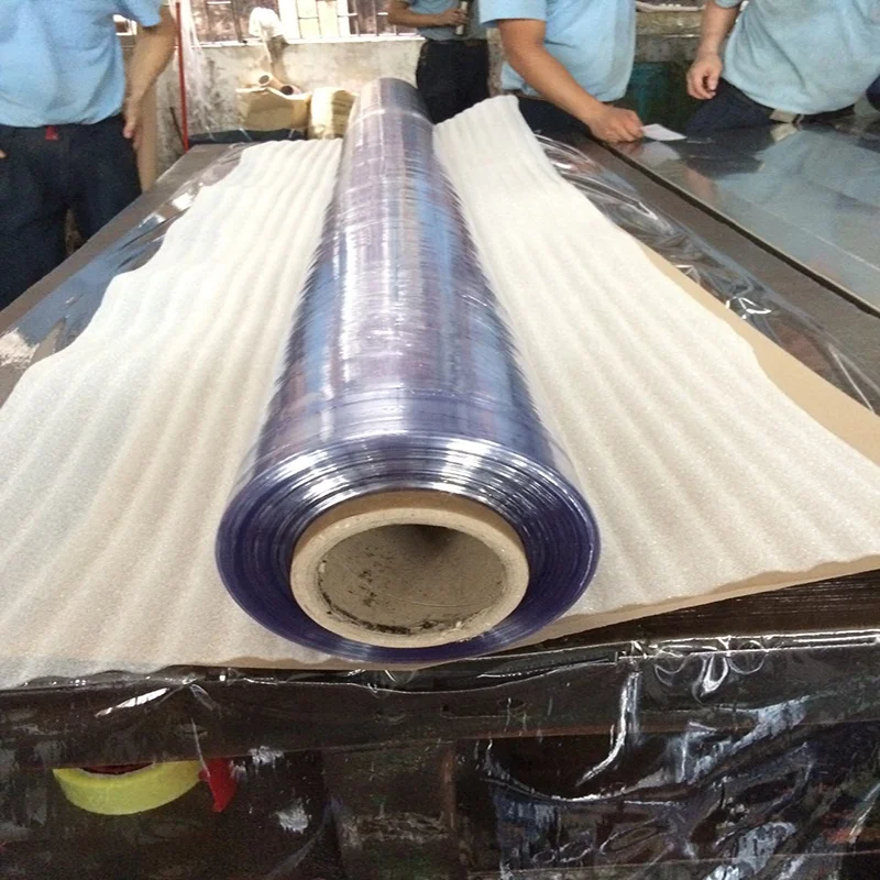 Manufacture Good Quality No Sticky Soft PVC Film Blue Transparent Printed Packing Film For Mattress