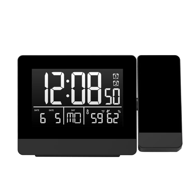 New Cross-border Creative Large Screen LED Digital Alarm Clock Projection Clock Temperature and Humidity Radio Noctilucent Home