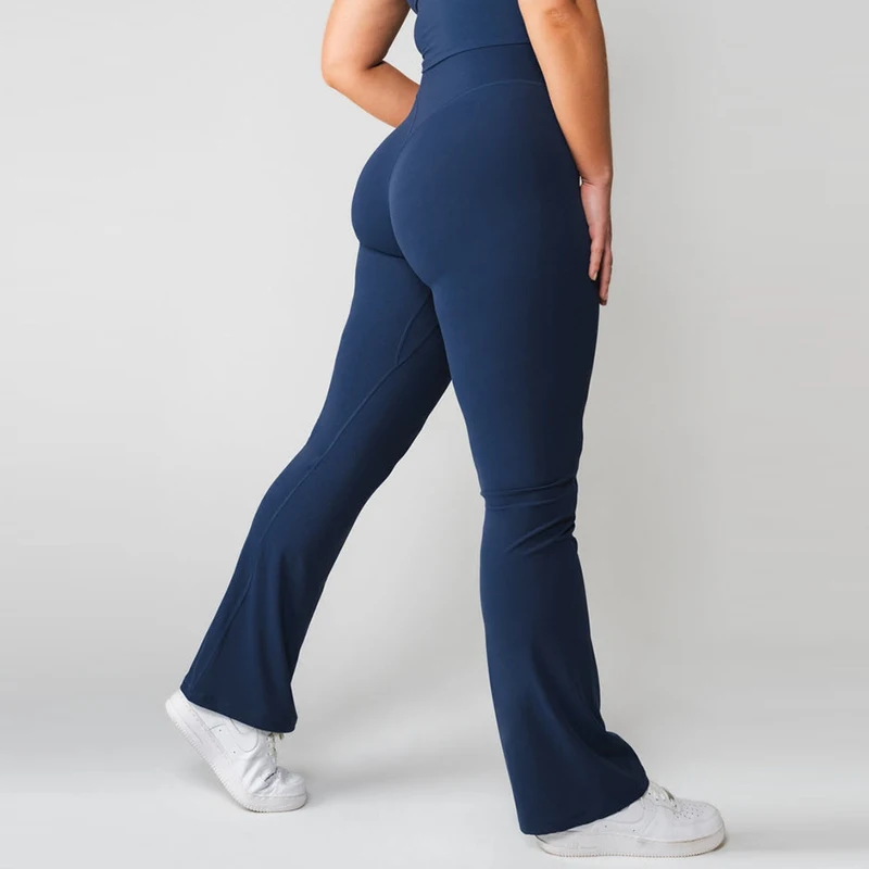 Gym Wear Manufacturer High Rise No front seam Custom Brand Active Flare Leggings