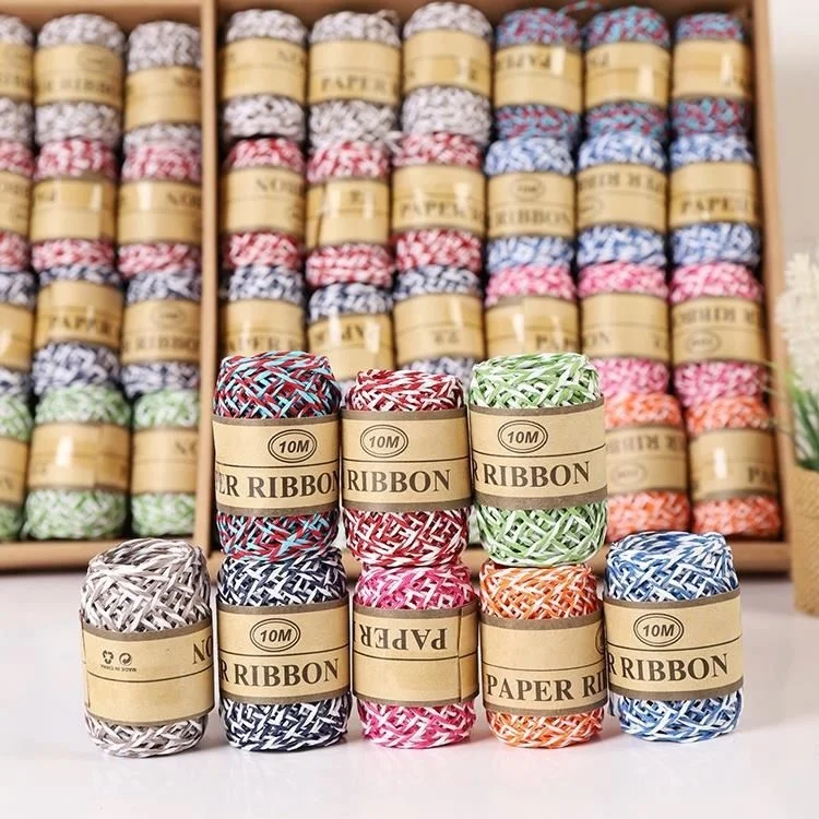 24 Rolls Raffia Stripes Paper String for DIY Making Twisted Paper Craft String/Cord/Rope