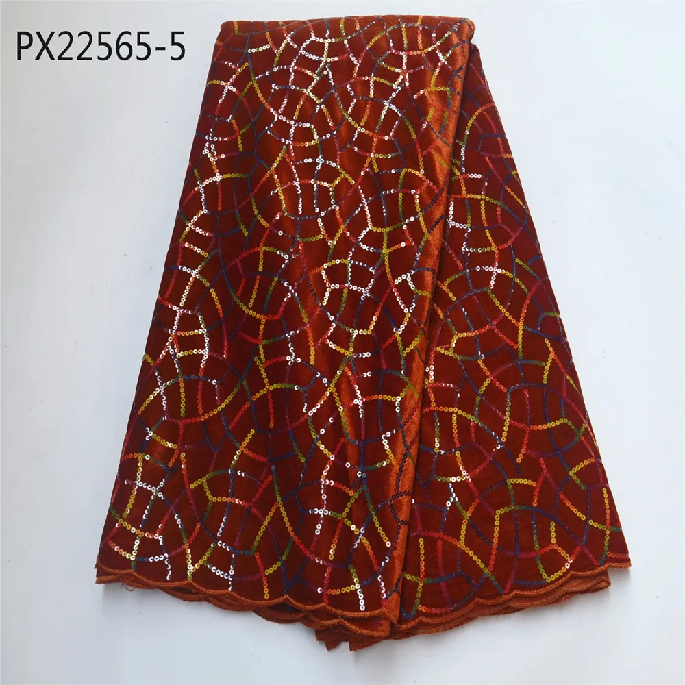 PX22565-1 Orange color African fabric wholesale cotton crochet lace for wedding dress