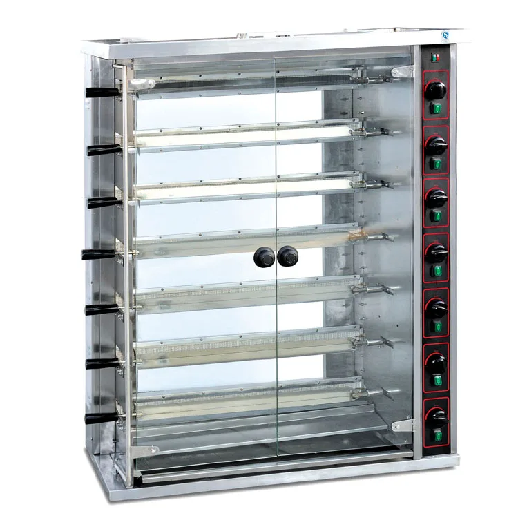 7 Layer Commercial 7 Burner Gas Chicken Rotisseries Rotating Grill With Gas Rotisserie Oven For Roast Chicken & Duck