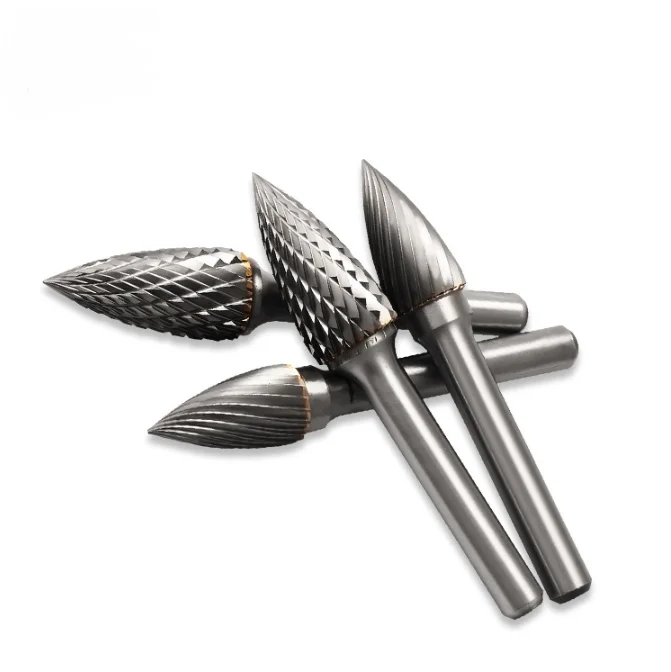 Hot sale Point Tree shape 6mm shank MX cutting tooth type G tungsten carbide rotary burr for wood steel metal carving
