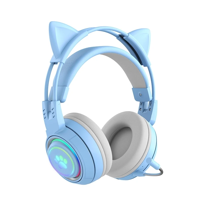 Direct Selling T25 RGB Stereo Cat Ear Headphones with Detachable Microphone Wireless Headphones