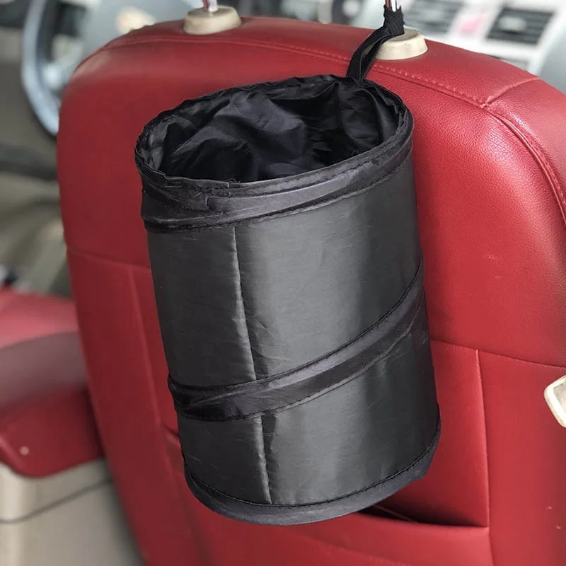 Custom logo Oxford Foldable Mini Portable Car Hanging Garbage Bag Trash Can