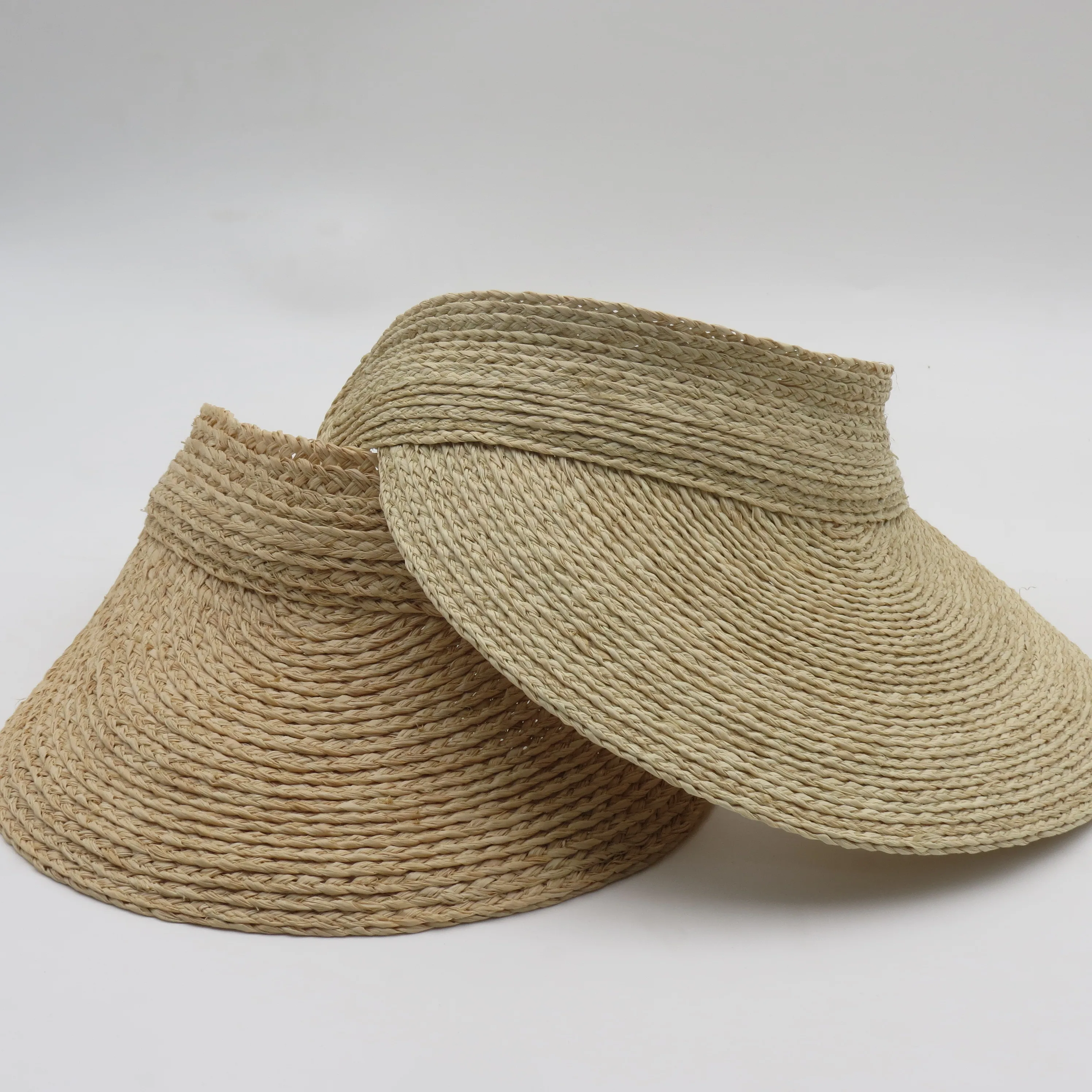 Wholesale Fashion Women Foldable Sun Beach Visor Hat Roll up Wide Brim Hat Paper Womens Raffia Straw Hat