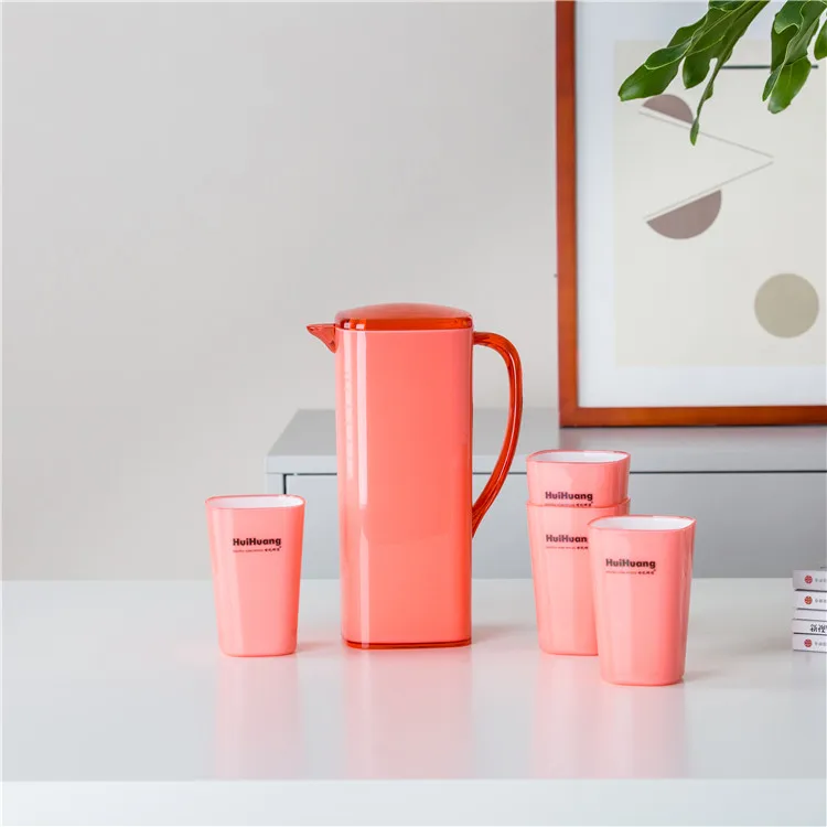 
Modern style custom logo home goods multi-colored water pitcher plastic water jug with cups 