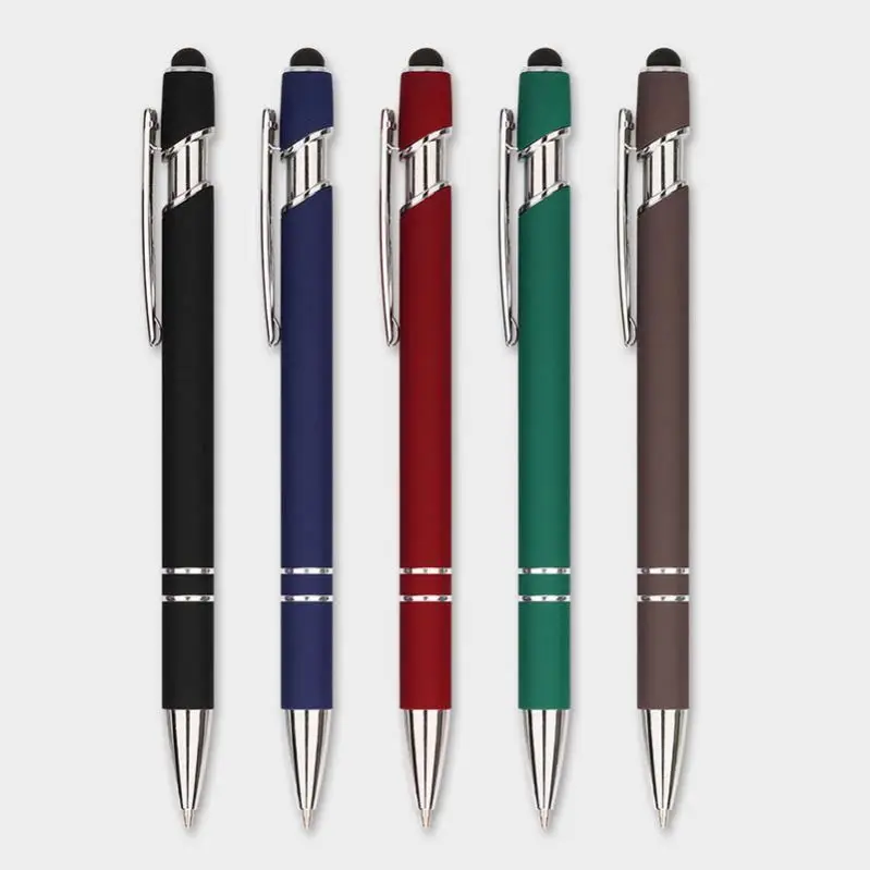 Лидер продаж рекламный Новый Многофункциональный шариковый стилус мягкий сенсорный экран ручка 2 в 1 с пользовательским логотипом металлические шариковые ручки