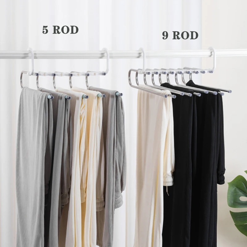 hot selling 5 tube folding Trousers organize rack multifunctional pants rack storage hanger space saving hanger Jeans rack