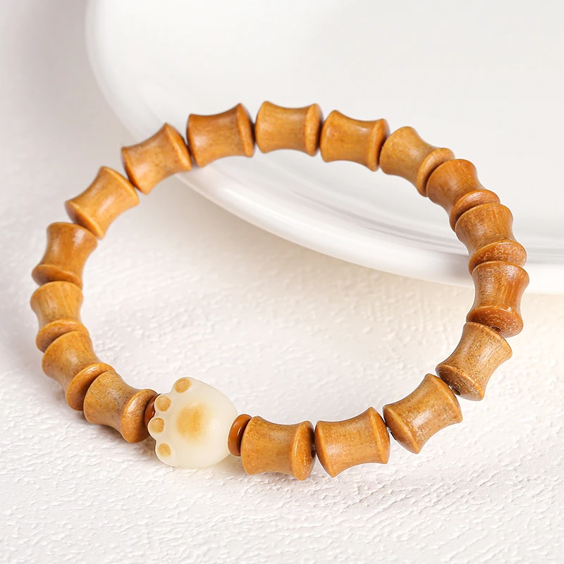JD Gems Buddhist Decoration Chinese Style Lucky Buddha Wooden Bead Jewelry Blackwood Sandalwood Bamboo Joint Bodhi Bead Bracelet