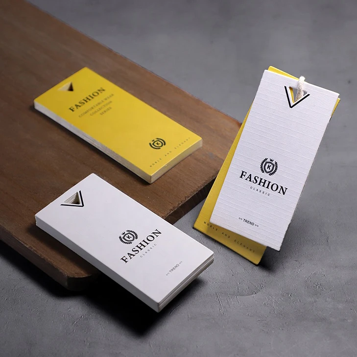 
Best Selling Printing embossed Textured Paper Swing Hang Tag For Clothing 