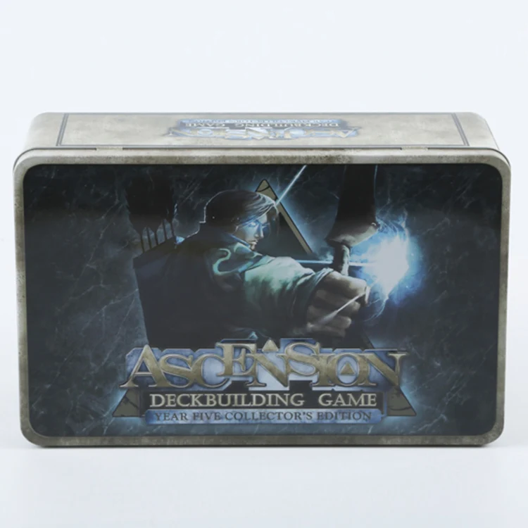 Large rectangle tin box with hinged lid metal storage tin box