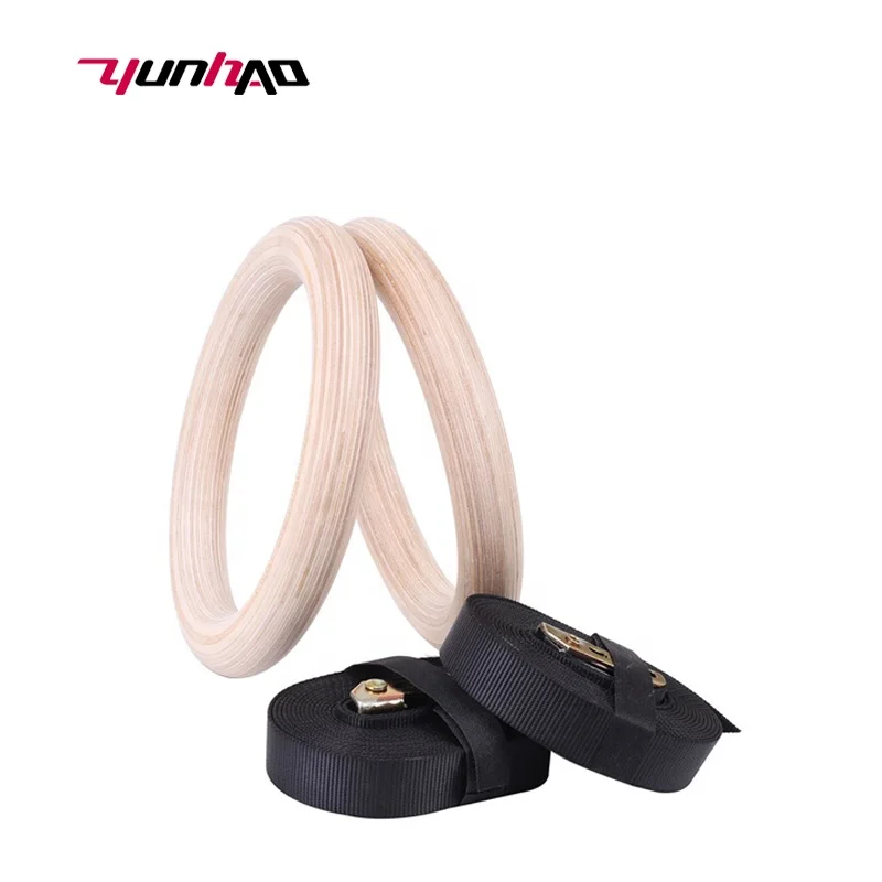 Yuncheng Factory Direct Customized Logo Strength Training Wooden Gymnastic Rings