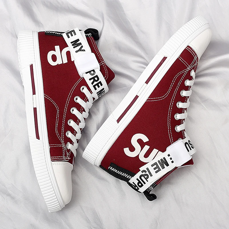 Moyo Fashion Black Canvas Shoes Teenager Casual Sneakers Summer High Top Skateboard Shoes Men Shoes