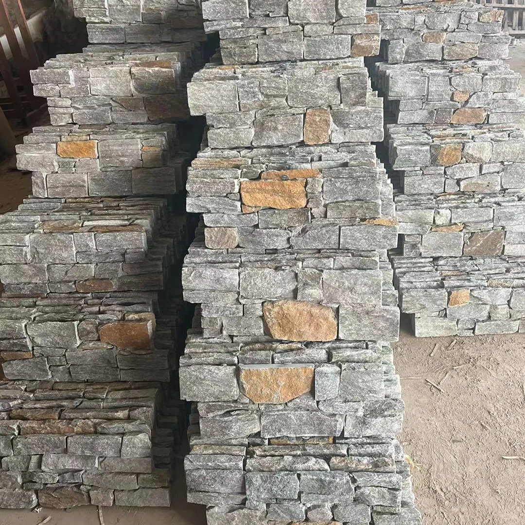 Irregular Grey Quartzite Random Size Stone loose stone wall for Exterior Walls and Floor