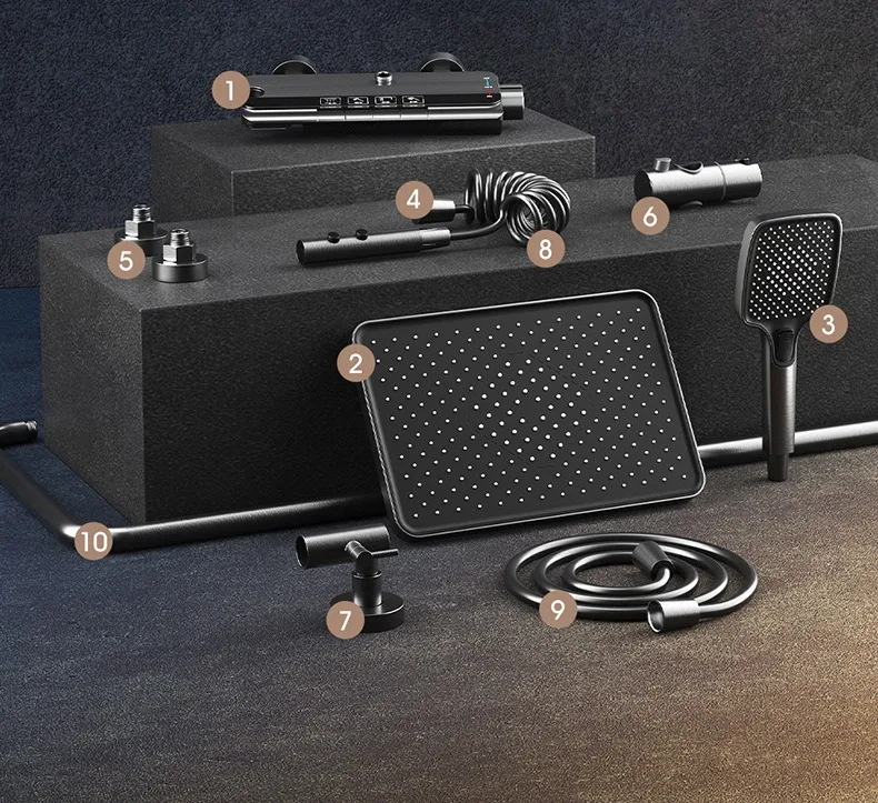 Shower Set Aluminum Alloy Bath Rain Booster Bathroom Shower