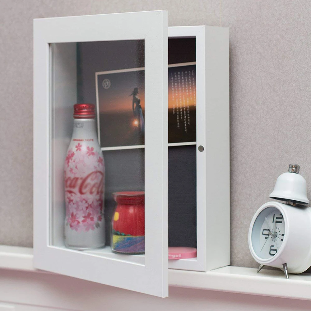 Высококачественная креативная белая деревянная навесная 3D фоторамка, складная теневая коробка, витрина со стеклом