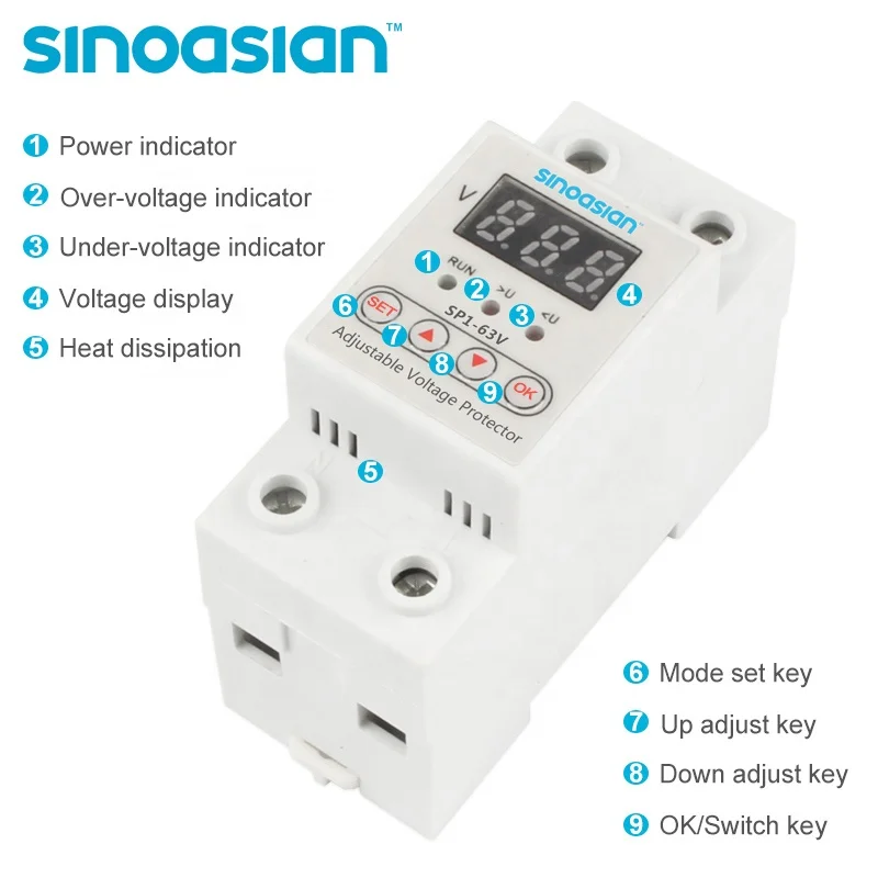 Прямая продажа с фабрики Американская классификация проводов 2р 220/230V 40A din-рейку автоматическое повторное подключение Регулируемая Накладные наушники пониженного напряжения протектор цифровым