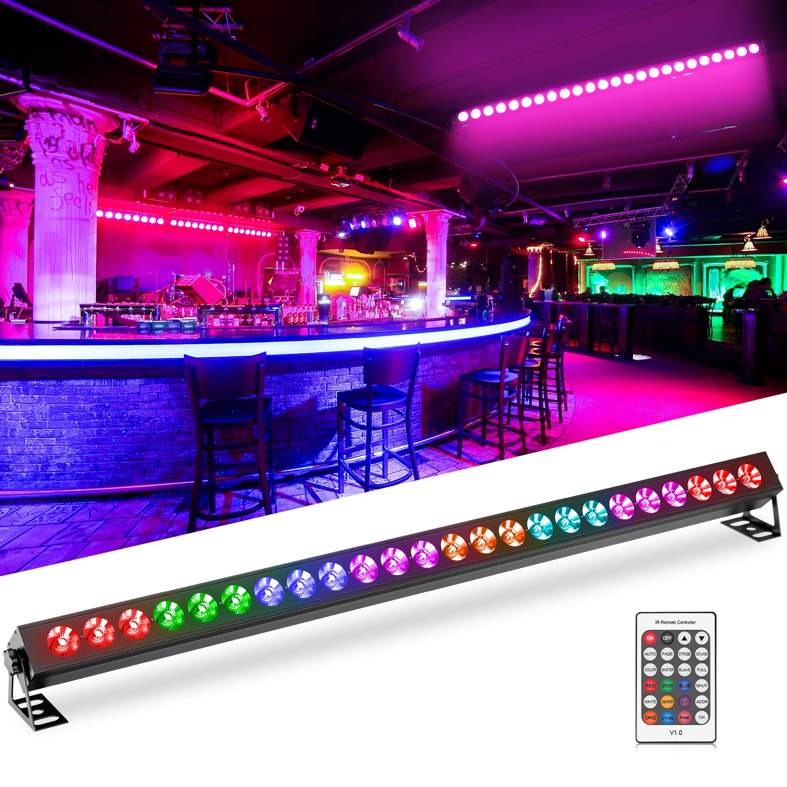 Aluminum With Battery 80W 24Pcs Rgb Led Wall Washer Light Suitable For Hotel Home Parties Ktv Clubs Bars Weddings Dj Wash Lamps