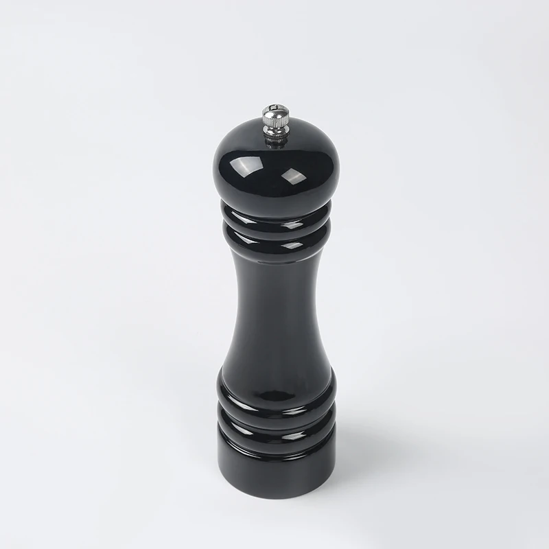  Multi Size Kitchen Spice Tools Rubber Wood Pepper Mill Salt Grinder with Ceramic Core Black Red White Color