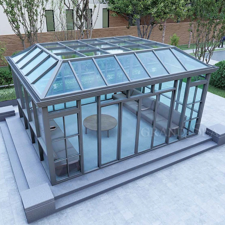 Commercial use aluminum sunroom prefabricated custom conservatory casa megasun solarium house