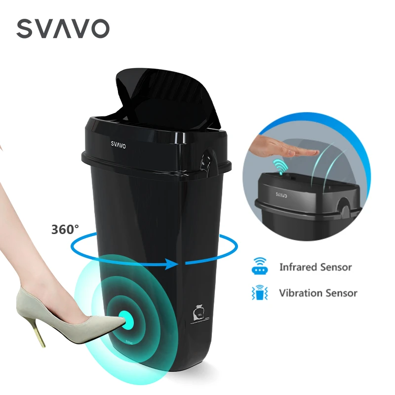 SVAVO Cheap price Bathroom 12L lady sanitary bin 3.2 Gallon Trash Can Automatic Sensor Garbage Can with Lid Smart Waste Bins