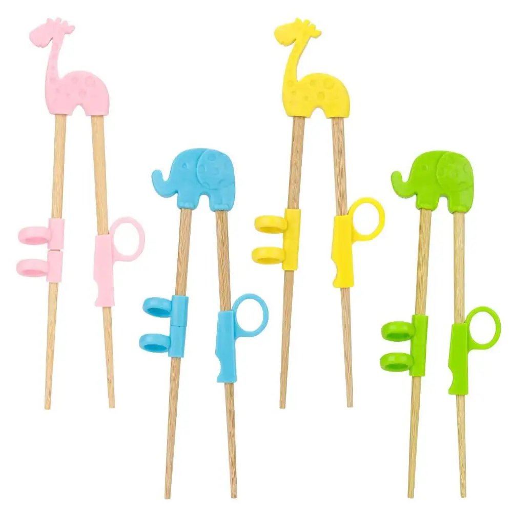 Reusable Food Grade Silicone Bamboo Kids Training Chopsticks Learner Chopstick for Children Beginners Adults